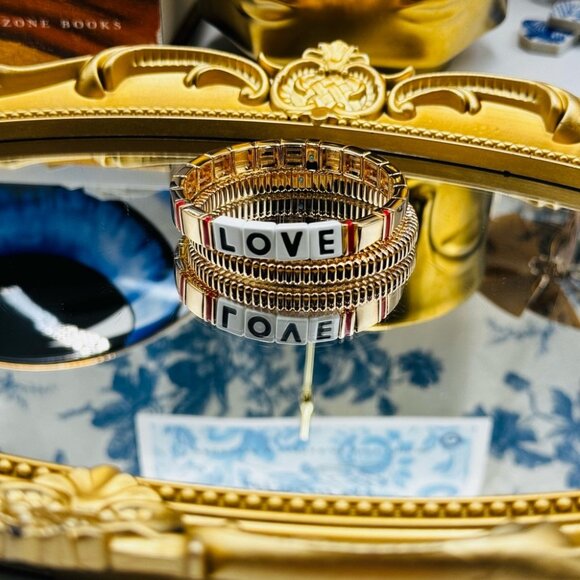 🆕 ROXANNE ASSOULIN 🧿 NWOT Golden LOVE Bracelet Set - Set of 2 - Picture 4 of 16